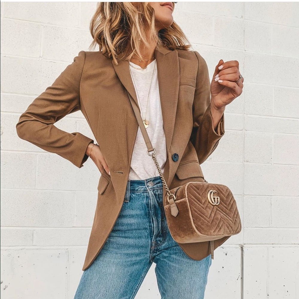 GG Marmont Small Matelassé Tan Velvet Bag